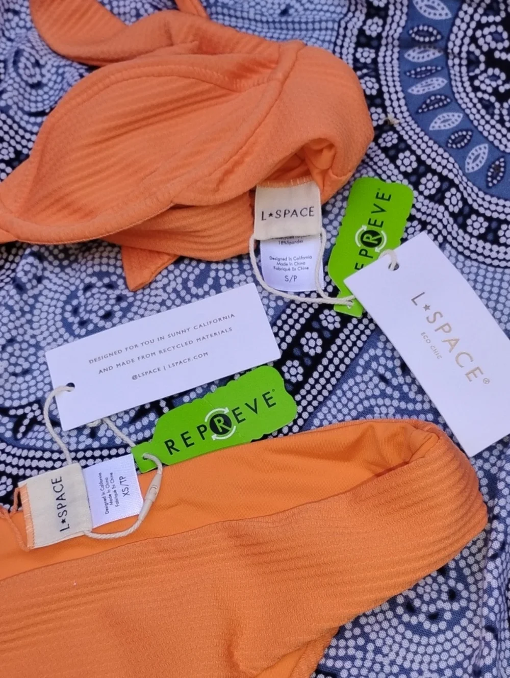 L*Space Nikita Ribbed Underwire Bikini Set NWT Orange Sienna Top S Bottom XS